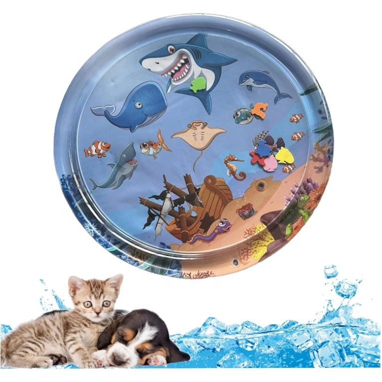 AquaFun Pet Mat™ – wodna mata sensoryczna do zabawy dla kotów i psów z motywem oceanu
