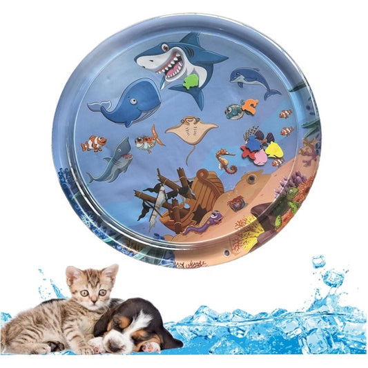 AquaFun Pet Mat™ – wodna mata sensoryczna do zabawy dla kotów i psów z motywem oceanu