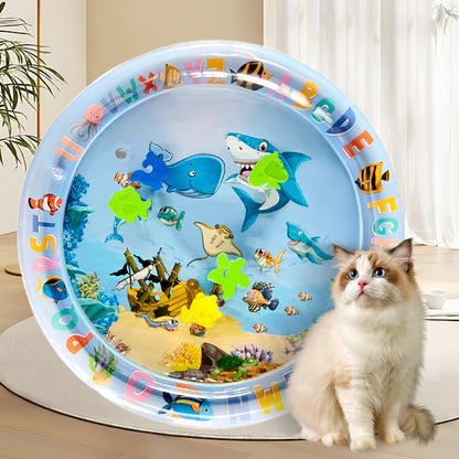 AquaFun Pet Mat™ – wodna mata sensoryczna do zabawy dla kotów i psów z motywem oceanu
