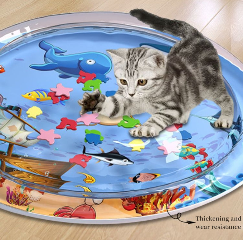 AquaFun Pet Mat™ – wodna mata sensoryczna do zabawy dla kotów i psów z motywem oceanu
